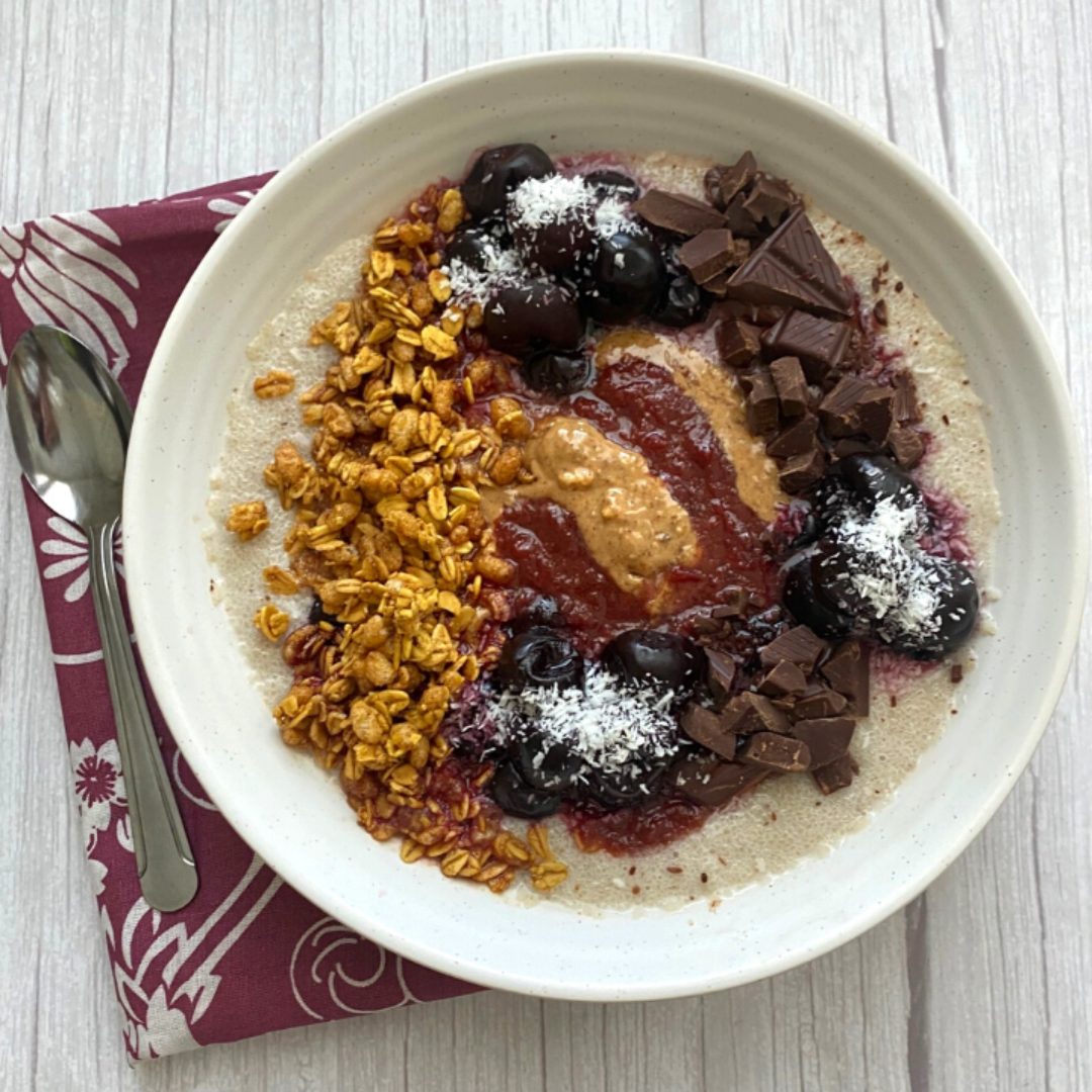 Nut Butter & Cherry Jam Fonio Porridge