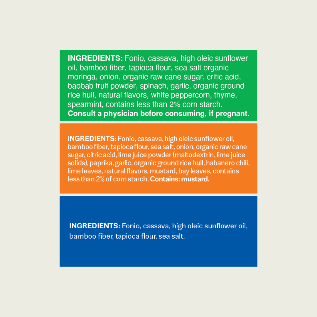 Fonio Chips Variety Pack 1.5oz, 12-pack