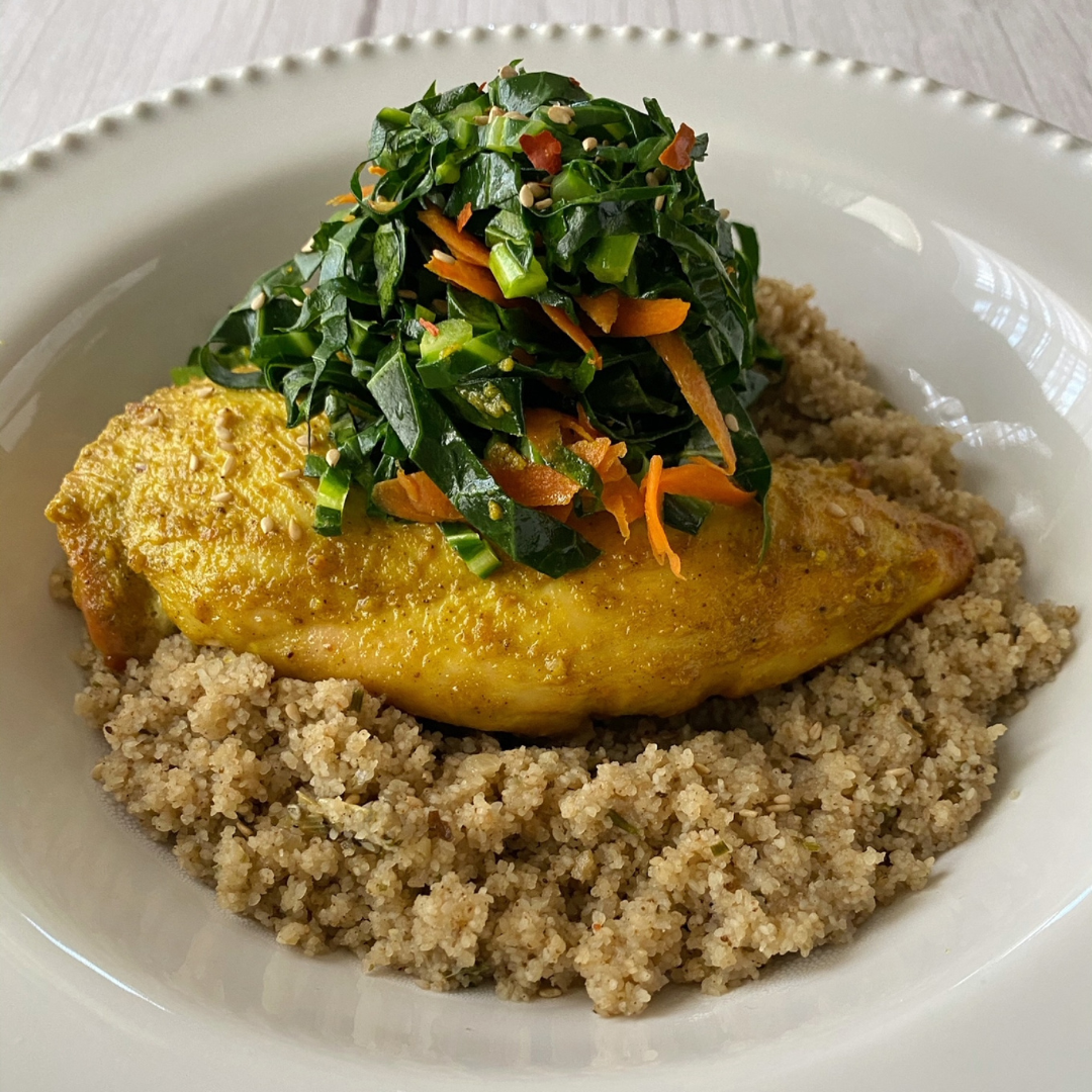 Turmeric Tahini Roast Chicken and Fonio