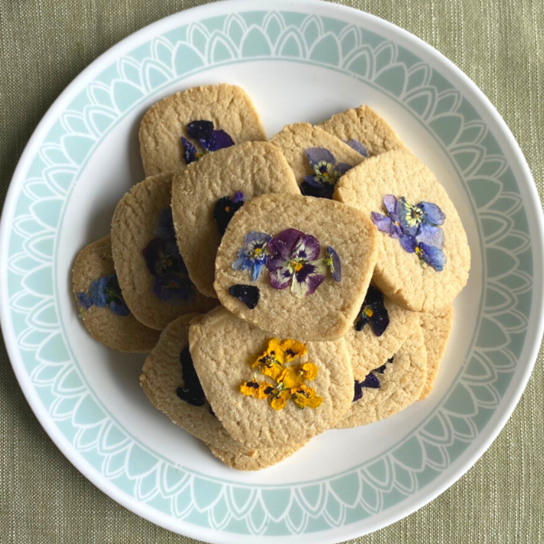 Pressed Flower Shortbread Cookies