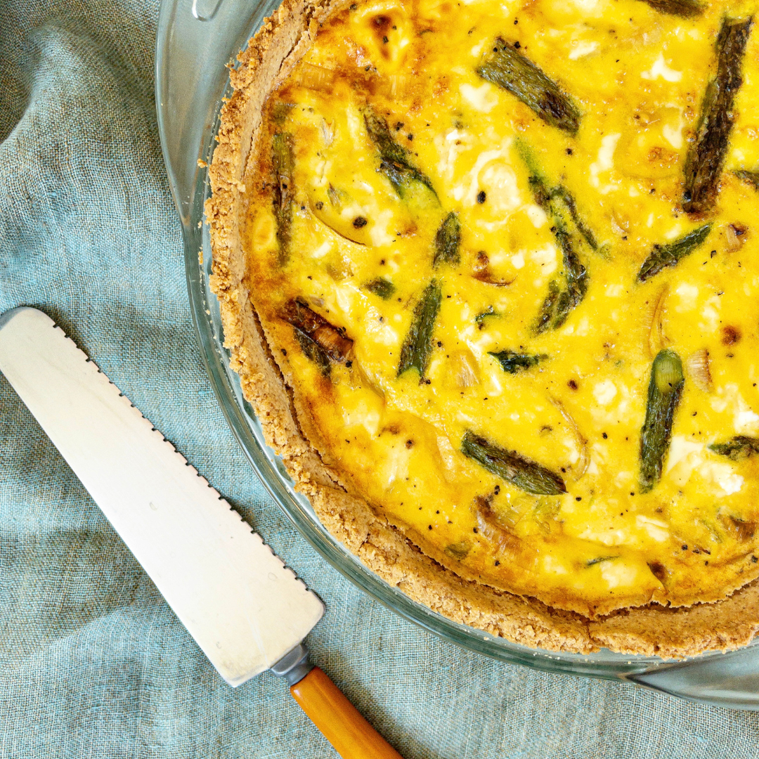 Goat Cheese + Asparagus Fonio Quiche