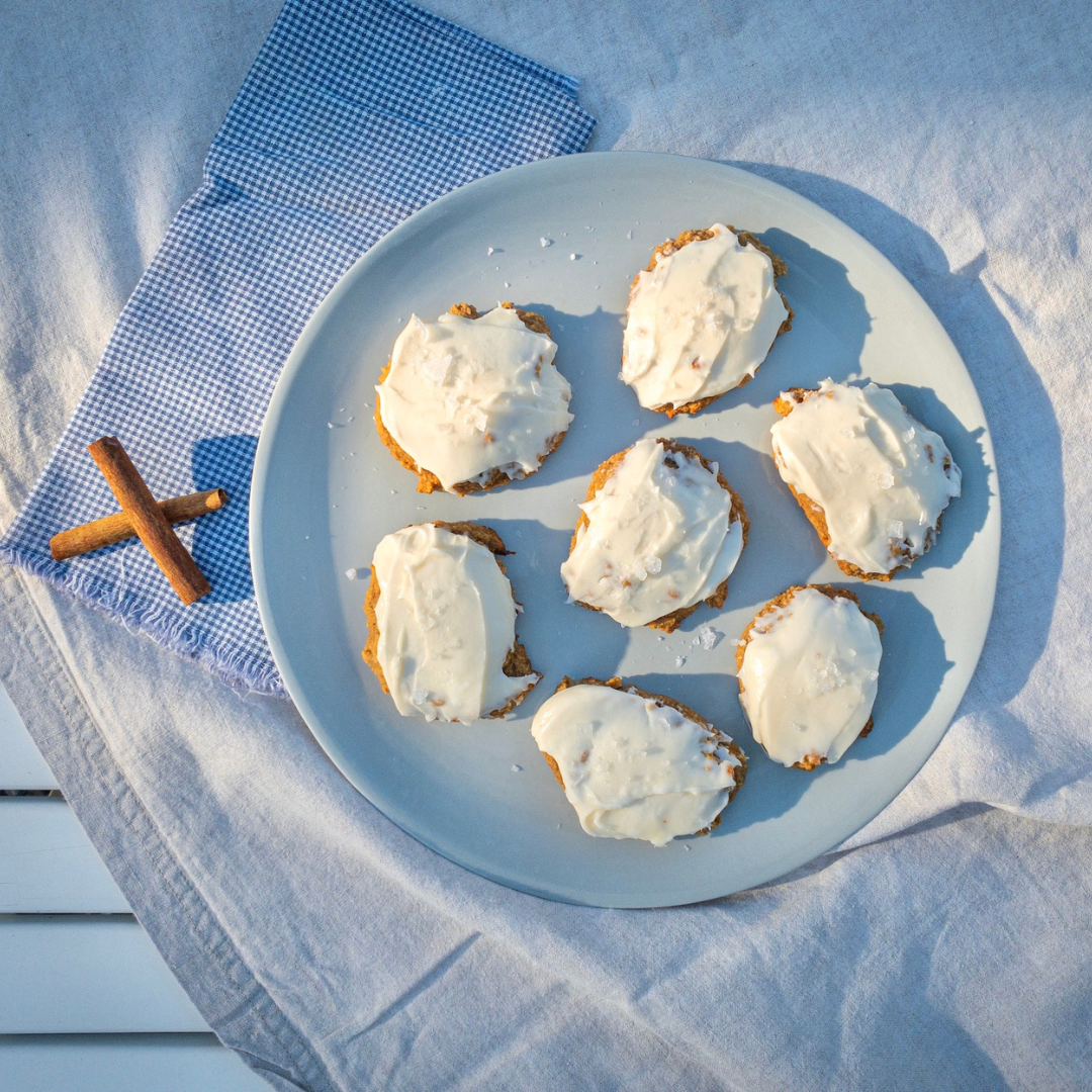 Frosted Fonio Pumpkin Cookies